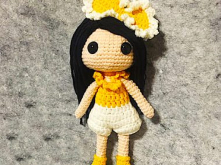 Amigurumi Cinta de lazo Muñeca PDF Patrón Gratis Paso a Paso 9